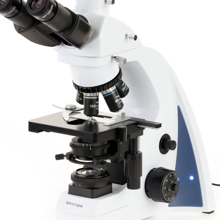 AmScope T670 Series Trinocular Compound Microscope with Koehler LED, Plan Achromatic Objectives and Optional Camera