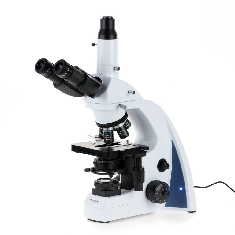 AmScope T670 Series Trinocular Compound Microscope with Koehler LED, Plan Achromatic Objectives and Optional Camera