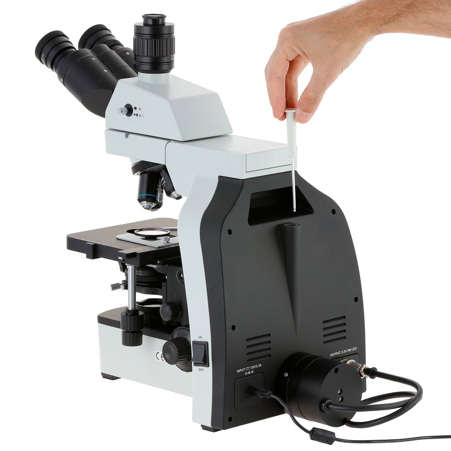 AmScope T800 Series Dual Illumination Infinity-Corrected Plan 3W LED Trinocular Compound Microscope with Optional Actively Cooled Digital Camera and 3D mechanical Stage