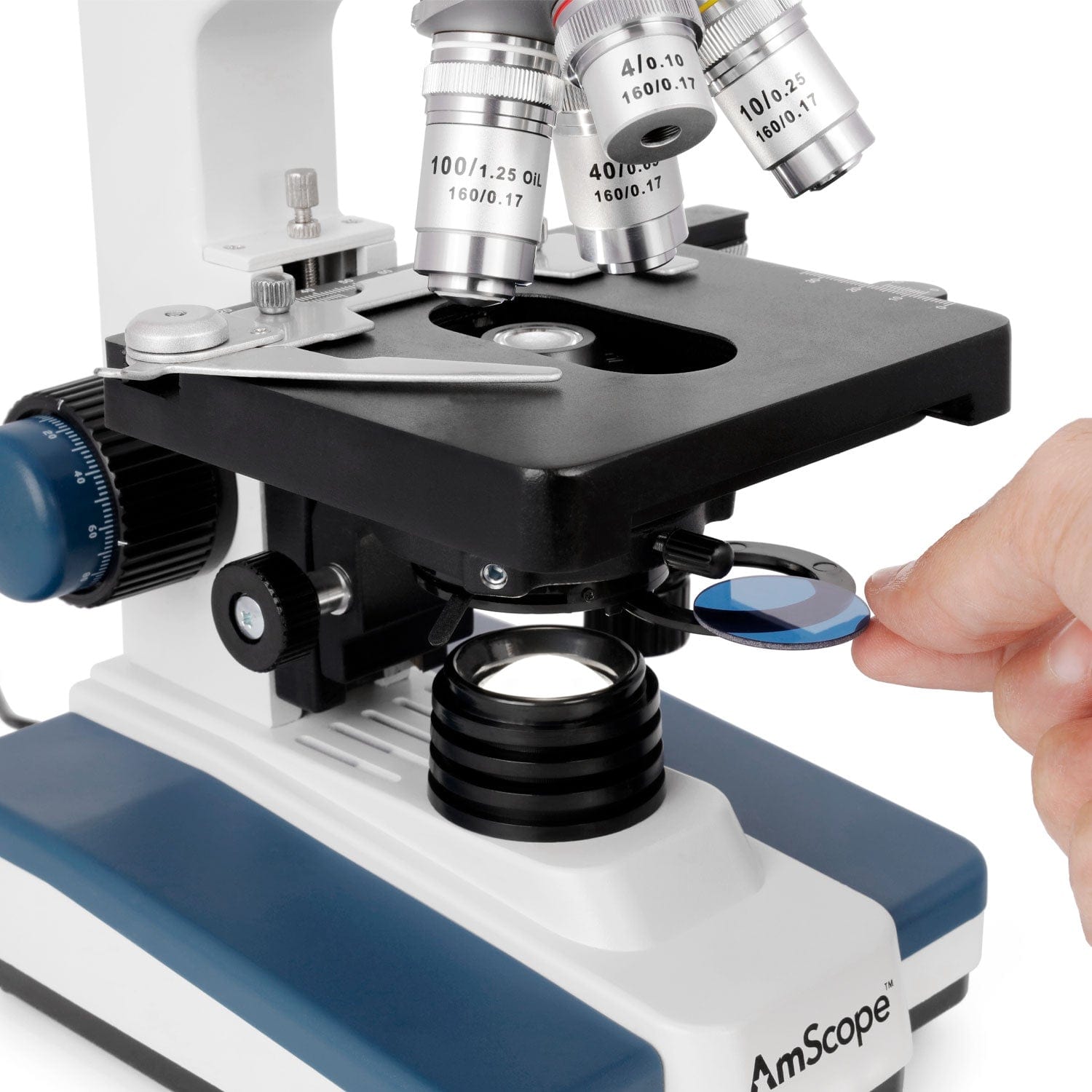 AmScope Binocular Compound Microscope 40X-2500X Magnification Student & Professional w/ LED, 3D Stage + Wi-Fi 2.0MP Digital Eyepiece Camera