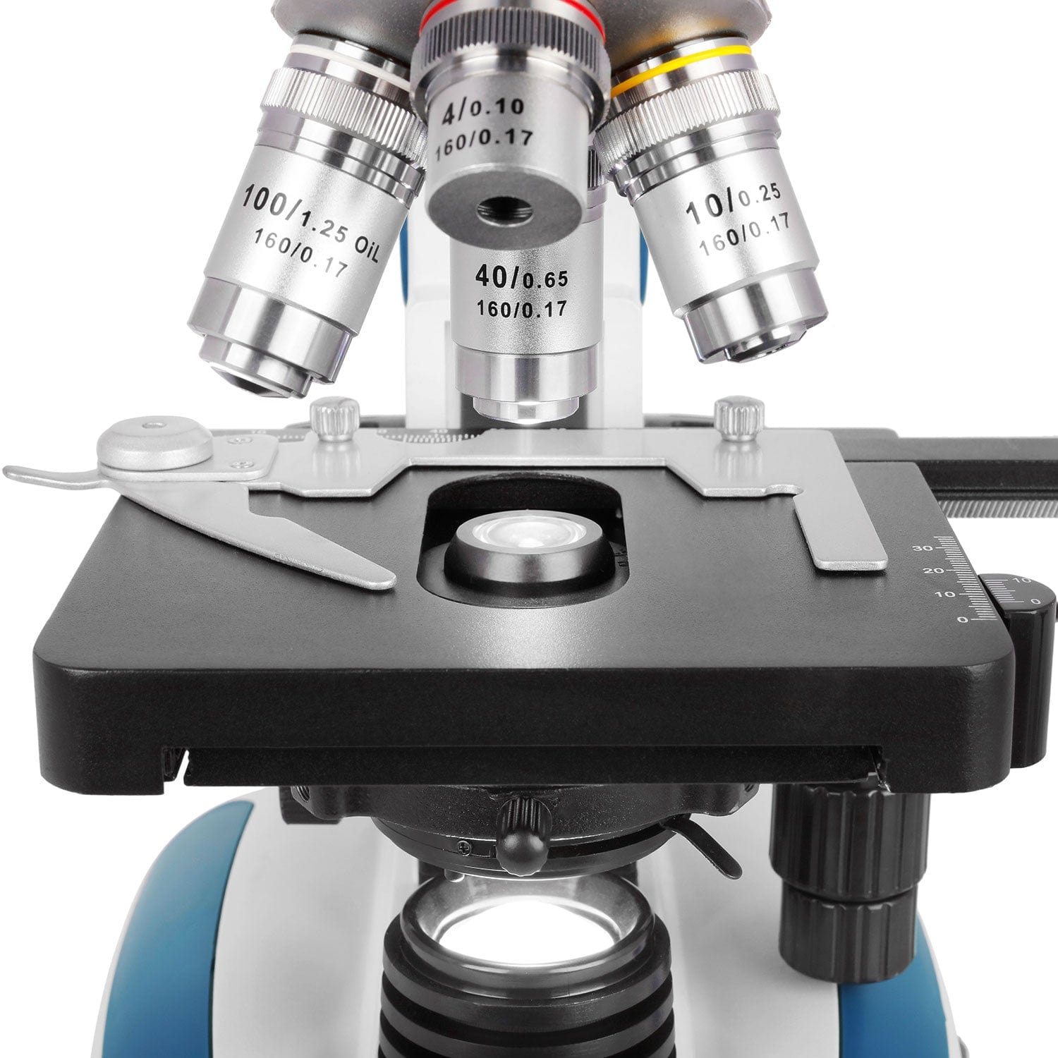 AmScope B270 Series Advanced Student & Professional Binocular Compound Microscope w/ Ergonomic Design, Microbe Resistant Coating, Optional Digital Camera, one set of 50 pack blank slides, 100 pack cover slips and 25 transfer pipettes