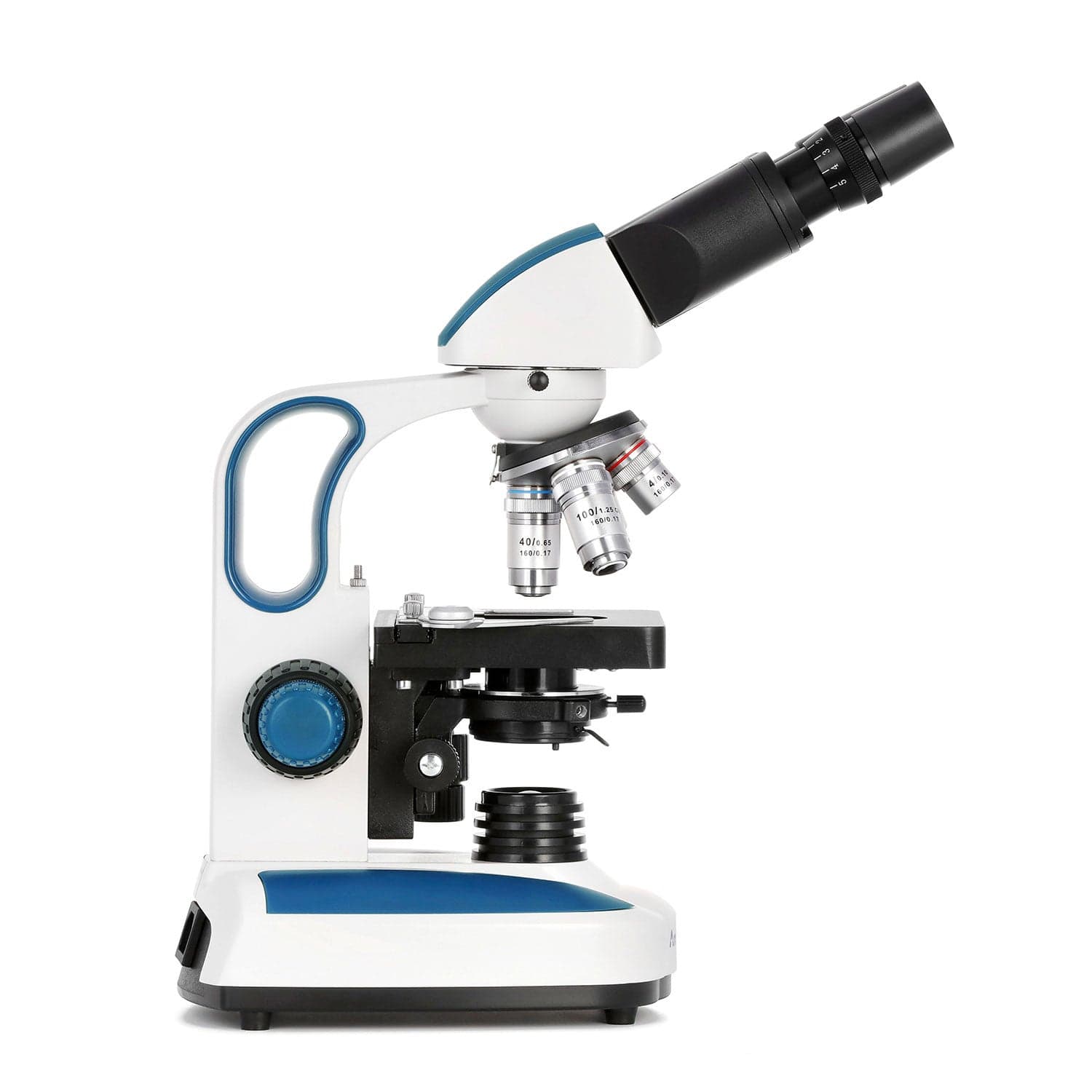 AmScope B270 Series Advanced Student & Professional Binocular Compound Microscope w/ Ergonomic Design, Microbe Resistant Coating, Optional Digital Camera, one set of 50 pack blank slides, 100 pack cover slips and 25 transfer pipettes