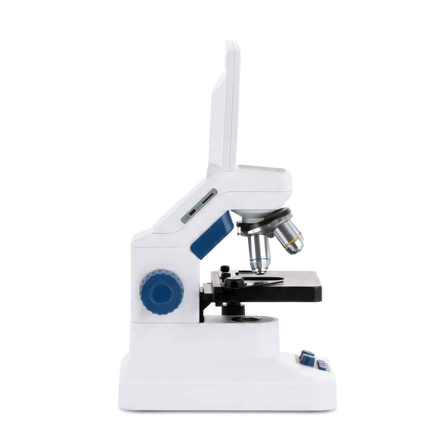AmScope DM300HD Full HD 7" Digital Compound Microscope with Mechanical Stage 4 Objectives and 32GB MicroSD Card