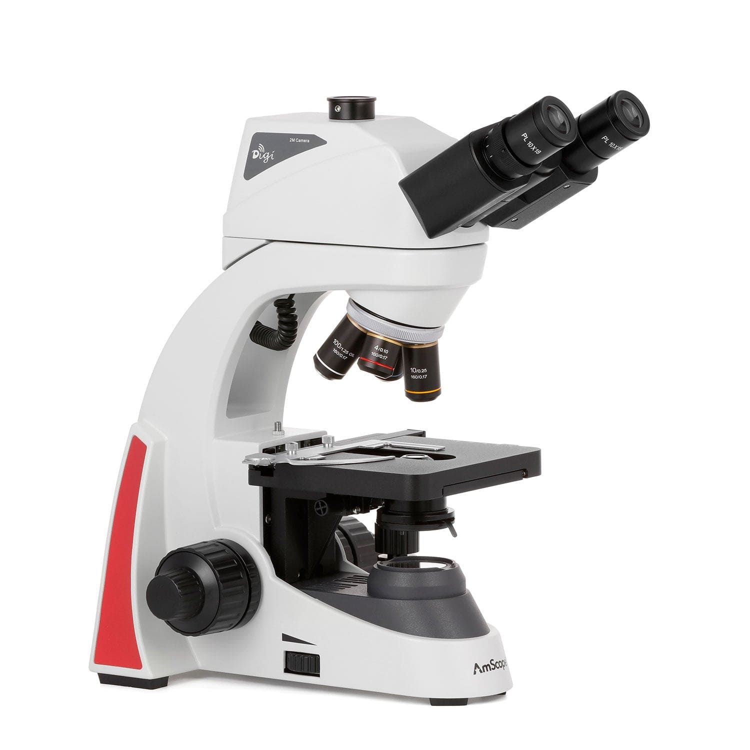 AmScope EDU550DM-2MP Digital Enabled Binocular Biological Microscope Integrated with 1000X Magnification and 3W LED Light Source includes a Wi-fi 2MP Camera Mechanical Stage