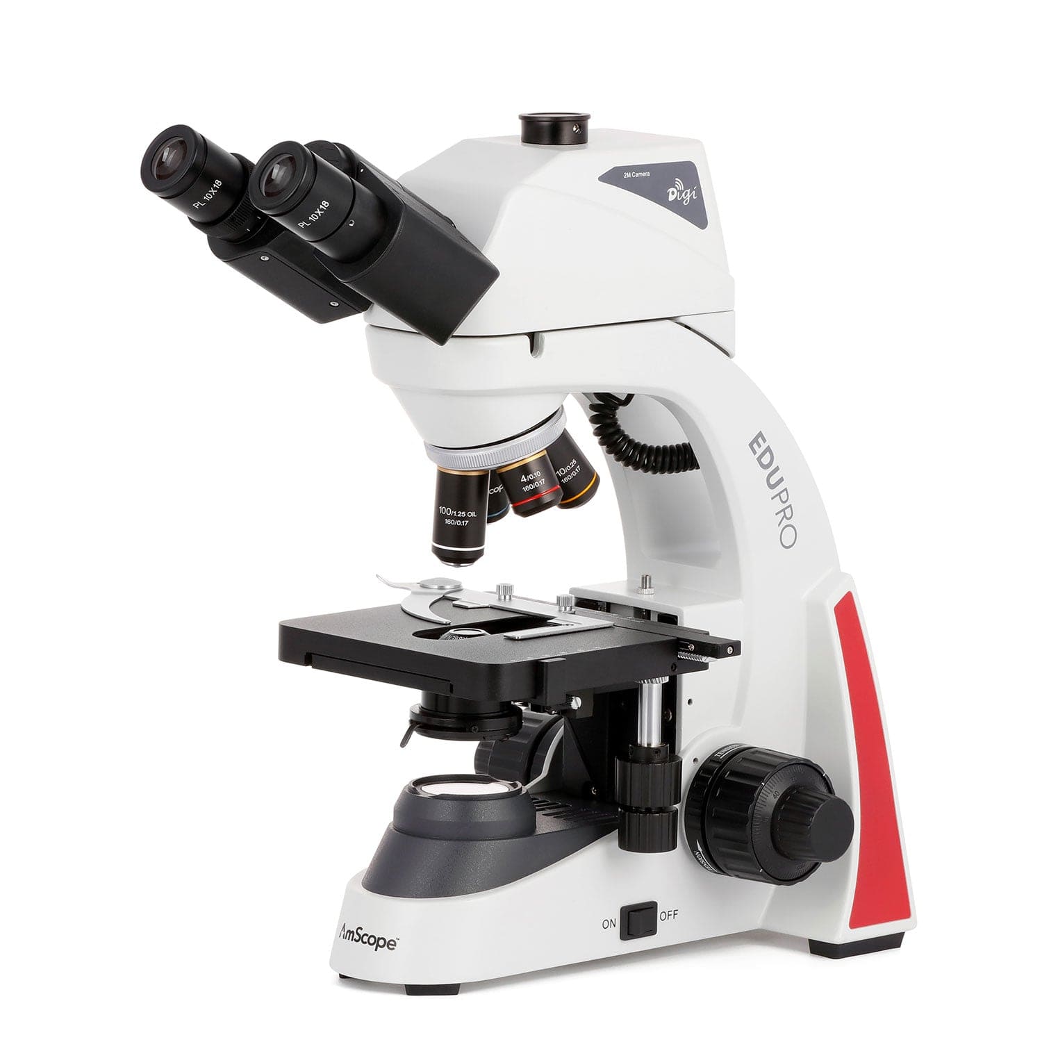 AmScope EDU550DM-2MP Digital Enabled Binocular Biological Microscope Integrated with 1000X Magnification and 3W LED Light Source includes a Wi-fi 2MP Camera Mechanical Stage