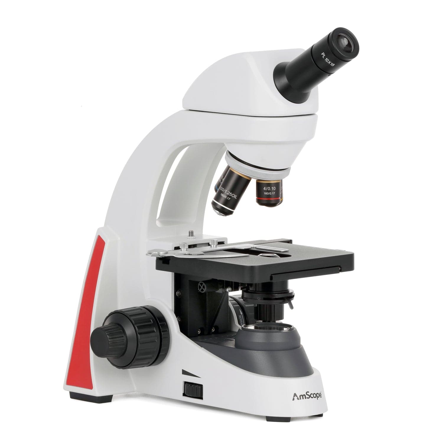 AmScope EduPro EDU550 Series Monocular Compound Microscope with 2-layer mechanical stage and 3W LED illumination