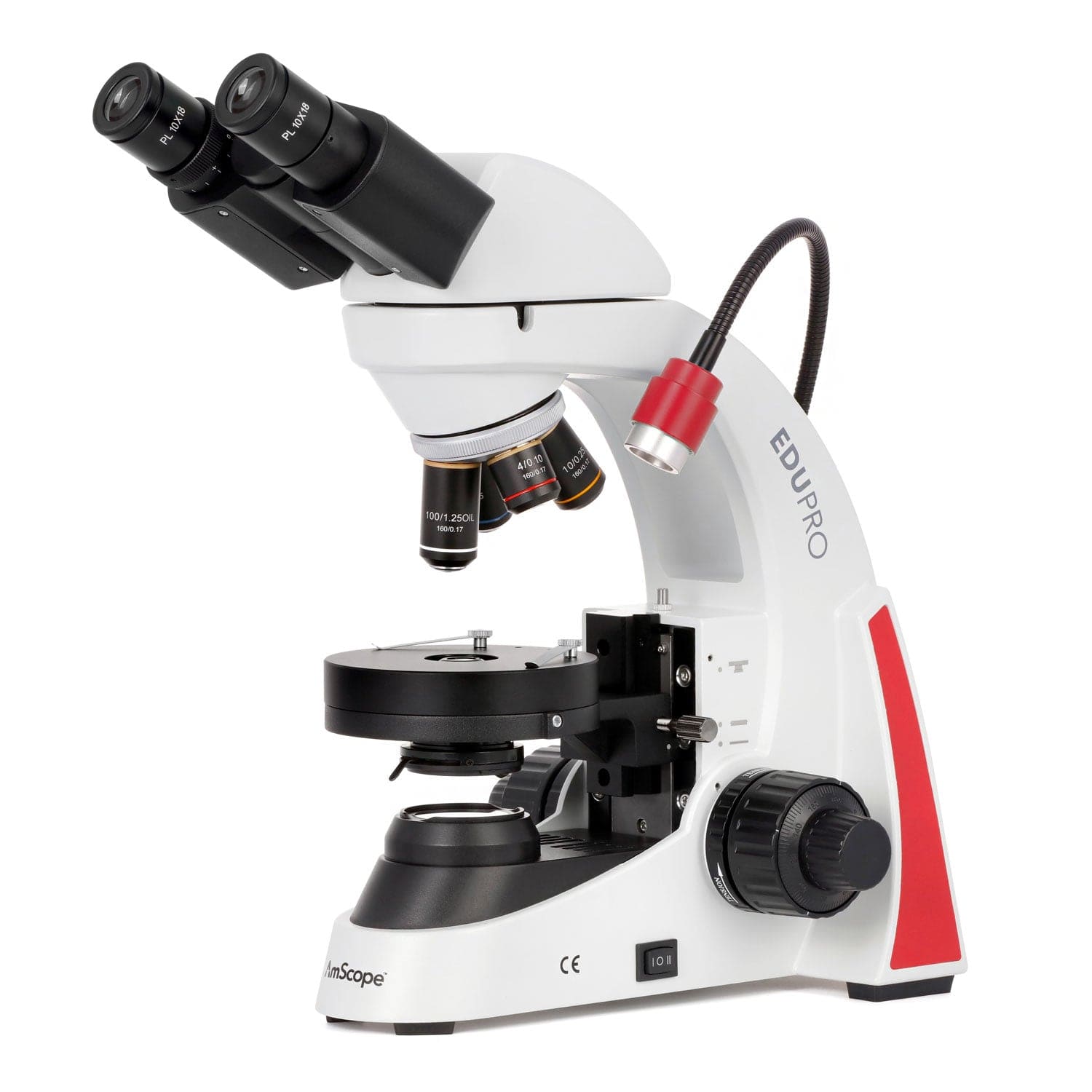 AmScope EDU552B Binocular with 1000X Magnification and 3W LED Light Source
