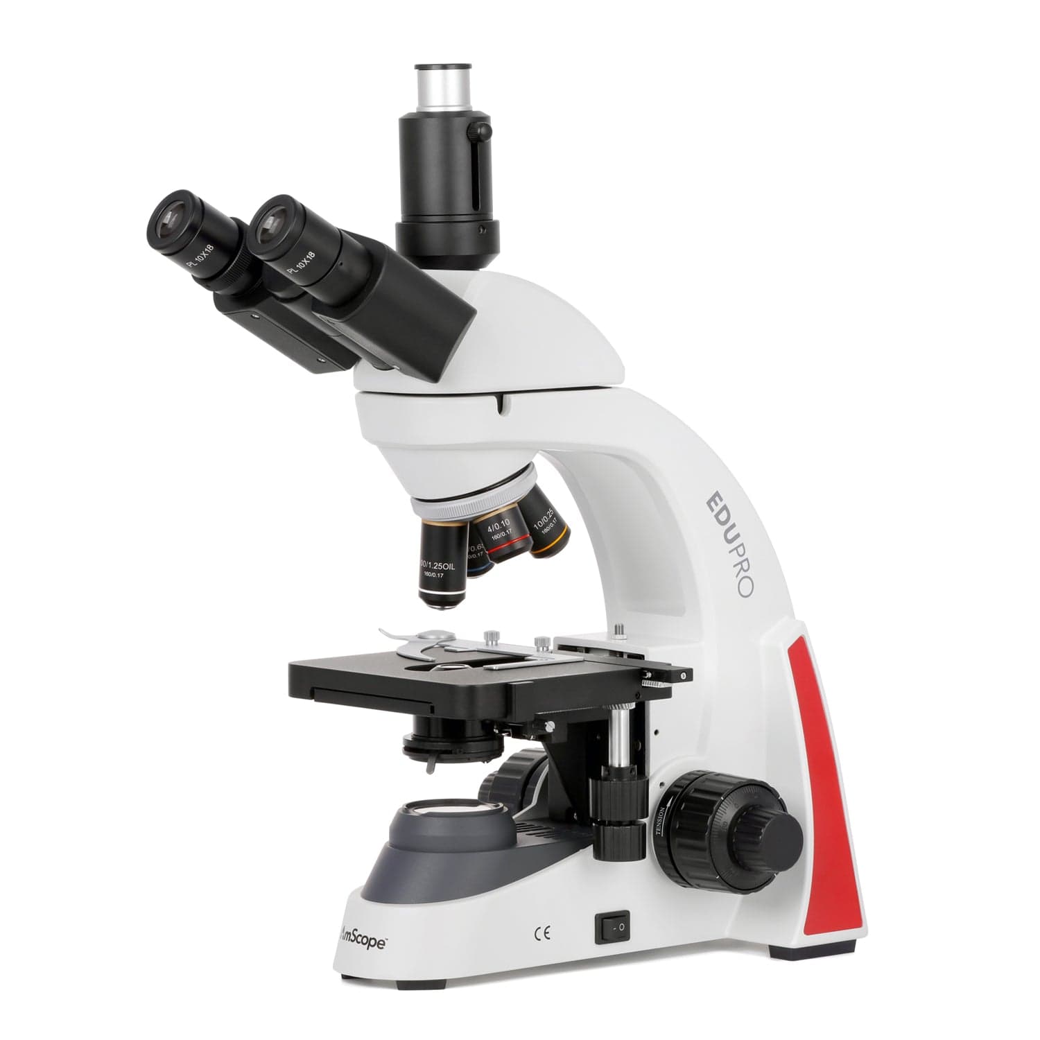 AmScope EduPro EDU550 Series Trinocular Compound Microscope with 2-layer mechanical stage and 3W LED illumination