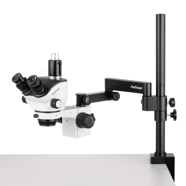 AmScope SZ-9TP Simul-focal Zoom Stereo Microscope on Swing-arm Stand
