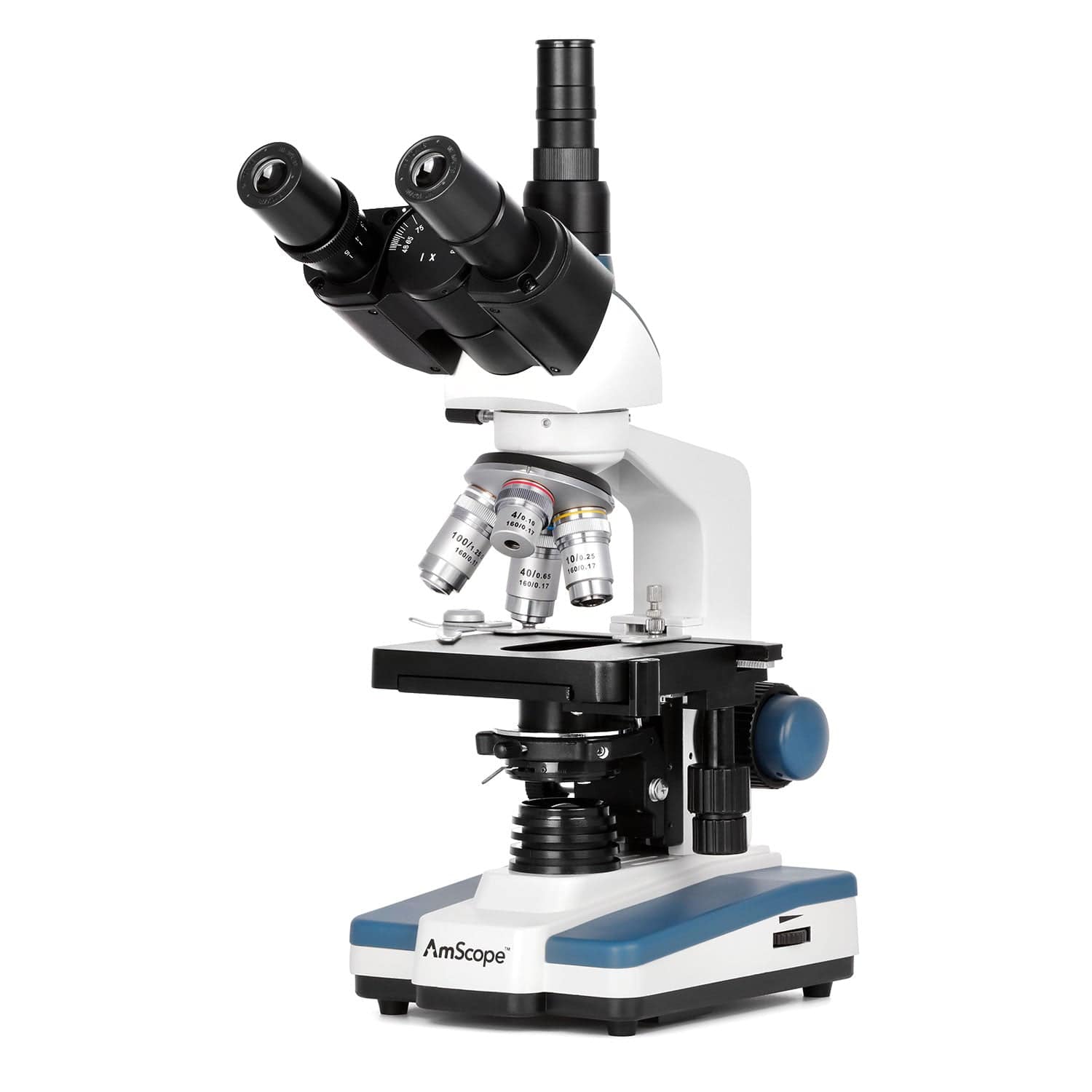 AmScope T120 Series Student and Professional Trinocular Compound Microscope with LED, 3d Mechanical Stage, Siedentopf Head and Optional Digital Camera
