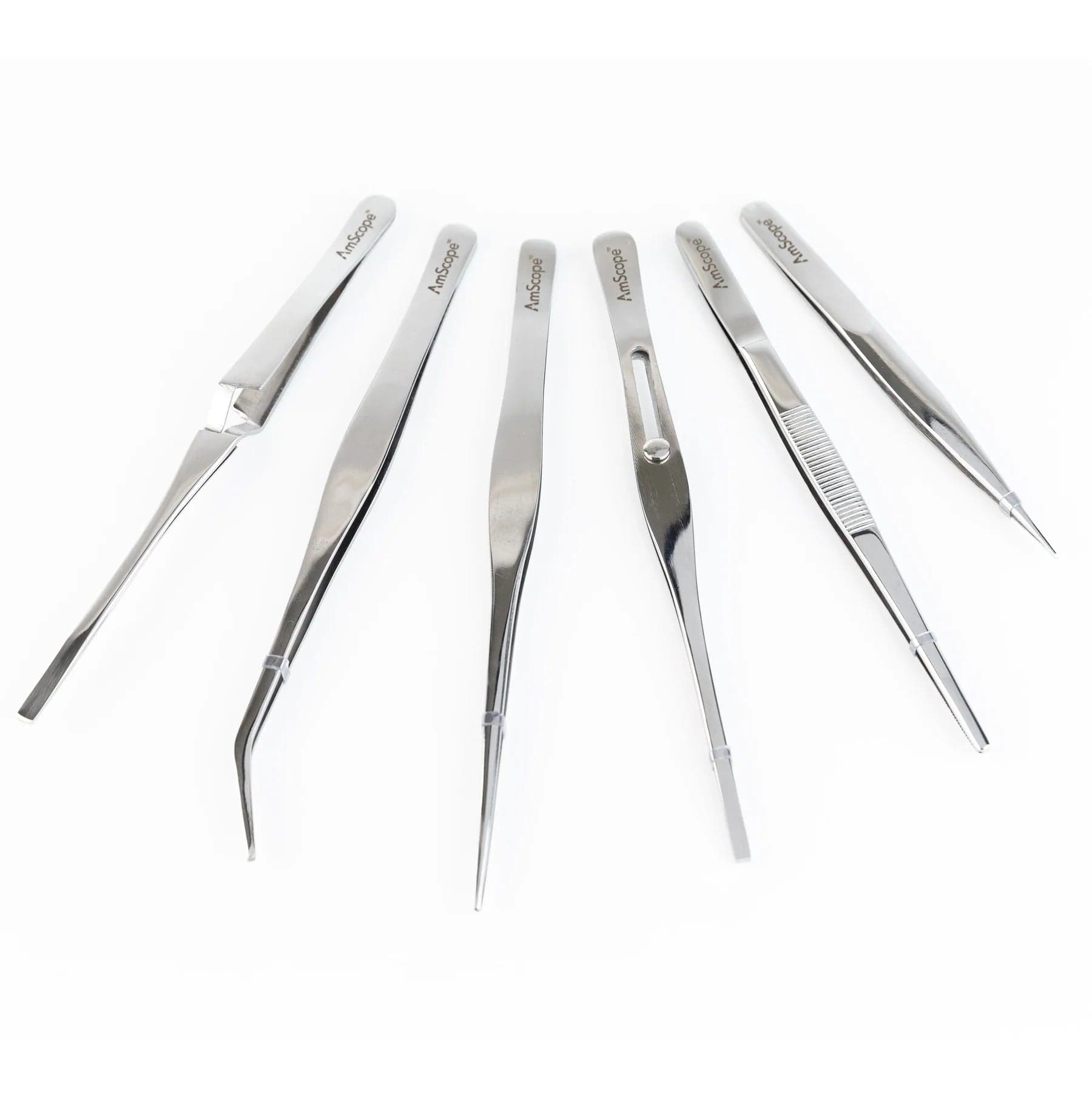 AmScope General Purpose Tweezers 6 Piece Set In Vinyl Pouch