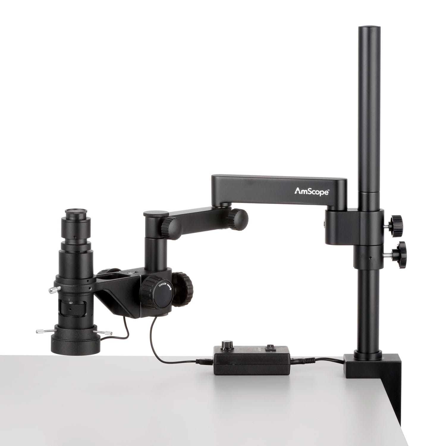 AmScope H800-SPC-96S Zoom Inspection Microscope on Swing-arm Stand with 96-LED Ring Light