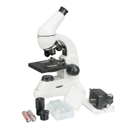 40X-800X Dual Light Student Compound Microscope with Batteries and Slide Set