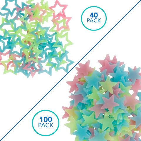 AmScope 1.85” Hollow Glow in the Dark Stars 40PC and 1.18” Glow in the Dark Stars 100PC W/ Double-Sided Adhesive Foam Tapes