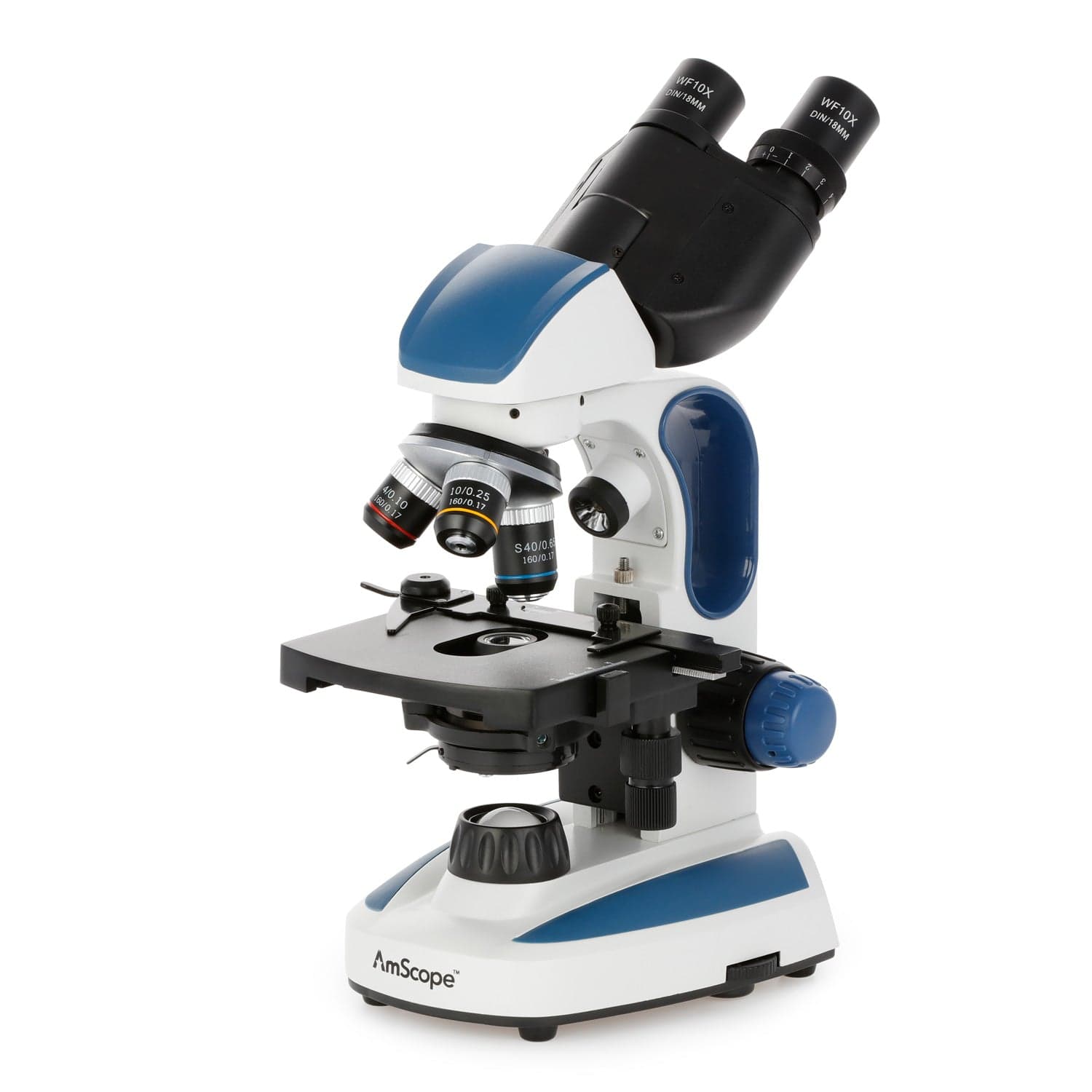 AmScope B110 Series Binocular Compound Microscope 40X-1000X Magnification dual LED, Ergonomic, Lab With 3D Two-Layer Mechanical Stage