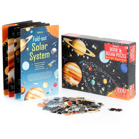 Discover the Wonders of the Solar System with this Colorful 200-Piece Puzzle and 16-Page Fold-Out Book Set