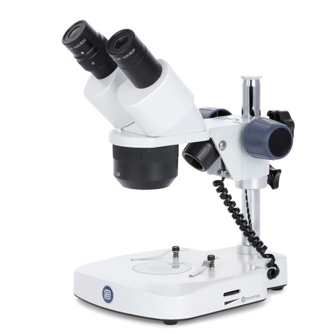 EduBlue 10X-30X Binocular Stereo Microscope with 1X/3X Objective Lenses on Dual Illumination Pillar Stand