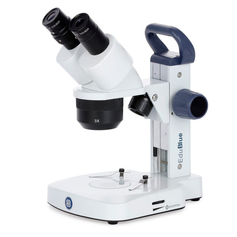 EduBlue 10X-30X Binocular Stereo Microscope with 1X/3X Objective Lenses on Dual Illumination Track Stand