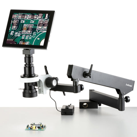 0.7X-5X Zoom Inspection Microscope w/ LED Ring Light on Articulating Arm + 9.7