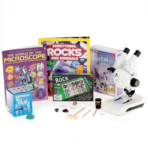 Natural Gemstone Discoverer Series Set featuring Deluxe All-In-One Stereo Microscope, Ultimate Natural Gemstone Activity Set