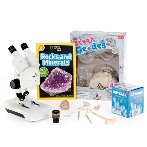 Natural Geode Adventurer  Series Set featuring Deluxe All-In-One Stereo Microscope, Ultimate Natural Geode Exploration Set and more