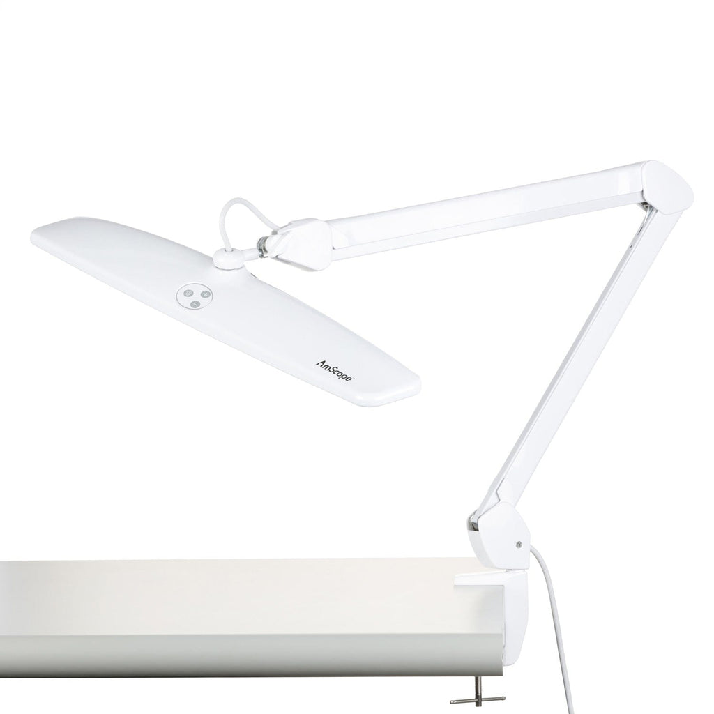 AmScope 21W 84 LED Task Lamp on Articulating Arm with Table Clamp