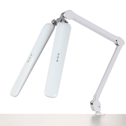 24W 180 LED Dual-Head Task Lamp on Articulating Arm with Table Clamp