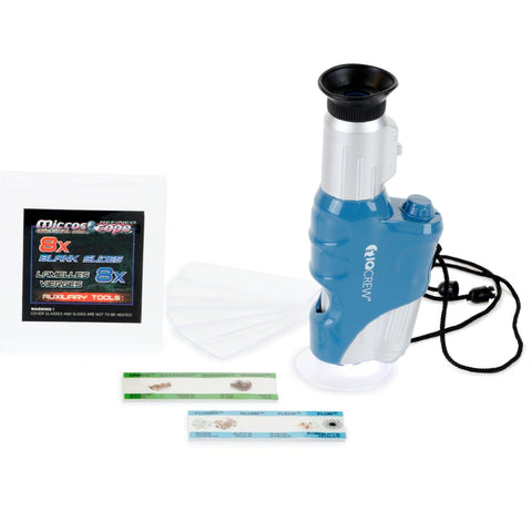 IQCrew Kids 20X-60X Handheld Microscope with LED Light & 8 Slides