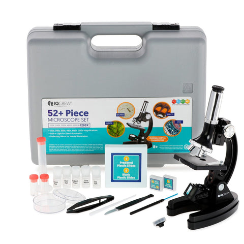 AMSCOPE-KIDS 120X-240X-300X-480X-600X-1200X Metal Arm Starter Kids Student Microscope Kit