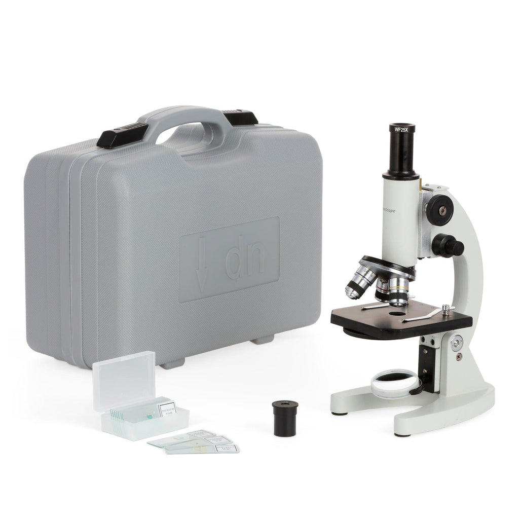Open Box 40x-1000x Student Metal Compound Microscope with ABS Case, 10pc Slides