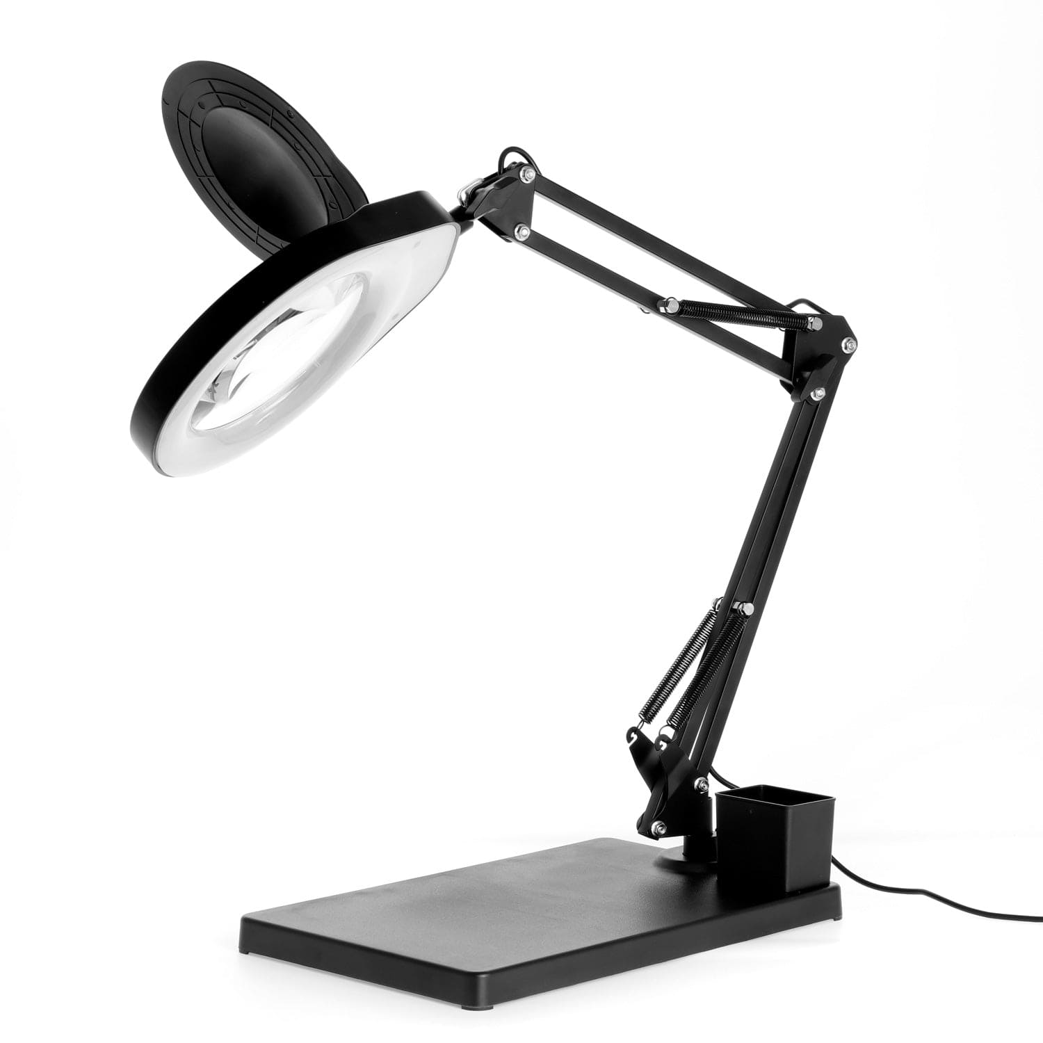 USB Powered Magnifying 4 3D + 12D Glass Lens Desk Lamp with Base, Clamp  and Dual Color LED-White