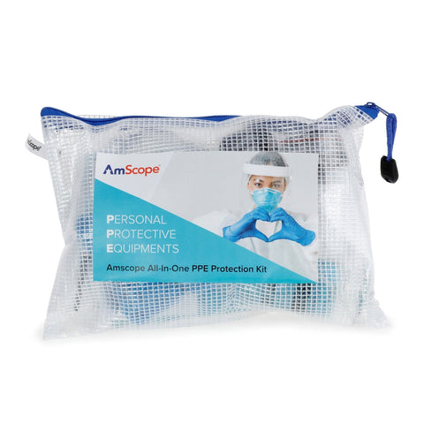AmScope Outlet 50+ Piece Personal Protection Equipment Kit for Business, Travel, Office and Home