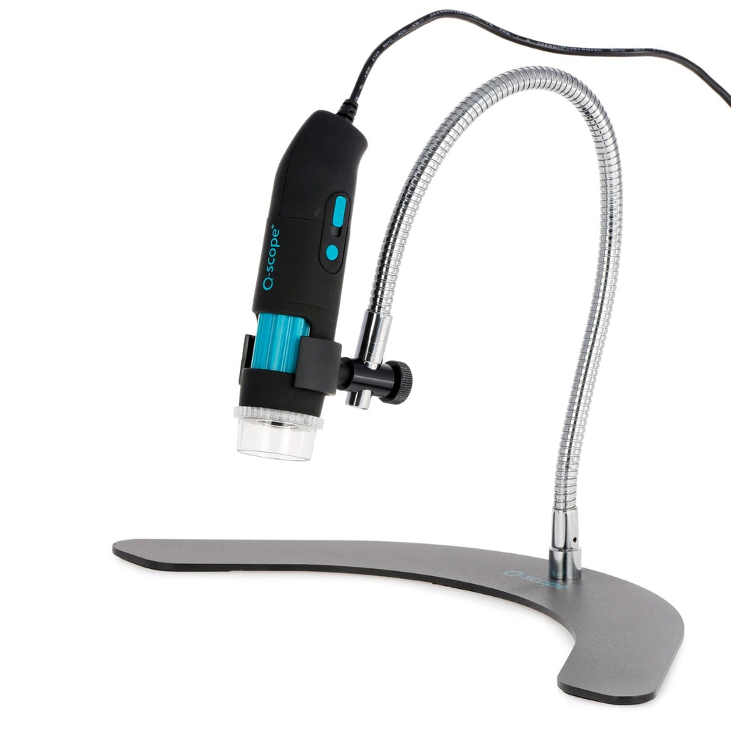 Q-Scope 10X-50X, 200X 2MP Handheld USB Digital Microscope with LED Illumination, Polarizer, and Gooseneck Stand