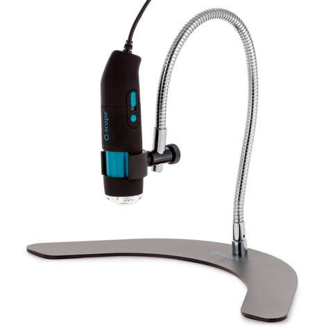 Q-Scope 500X 2MP Handheld USB Digital Microscope with LED Illumination, Polarizer, and Gooseneck Stand