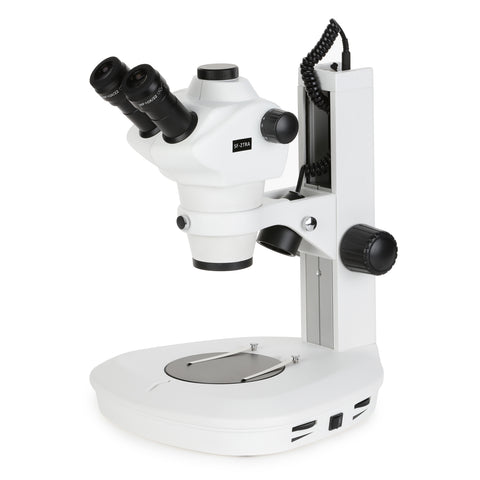 8X-50X Track Stand Stereo Zoom Parfocal Trinocular Microscope w Top & Bottom LED Lights