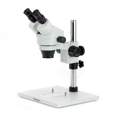 Binocular Stereo Zoom Microscope on Pillar-stand with Large Base and Optional Digital Camera