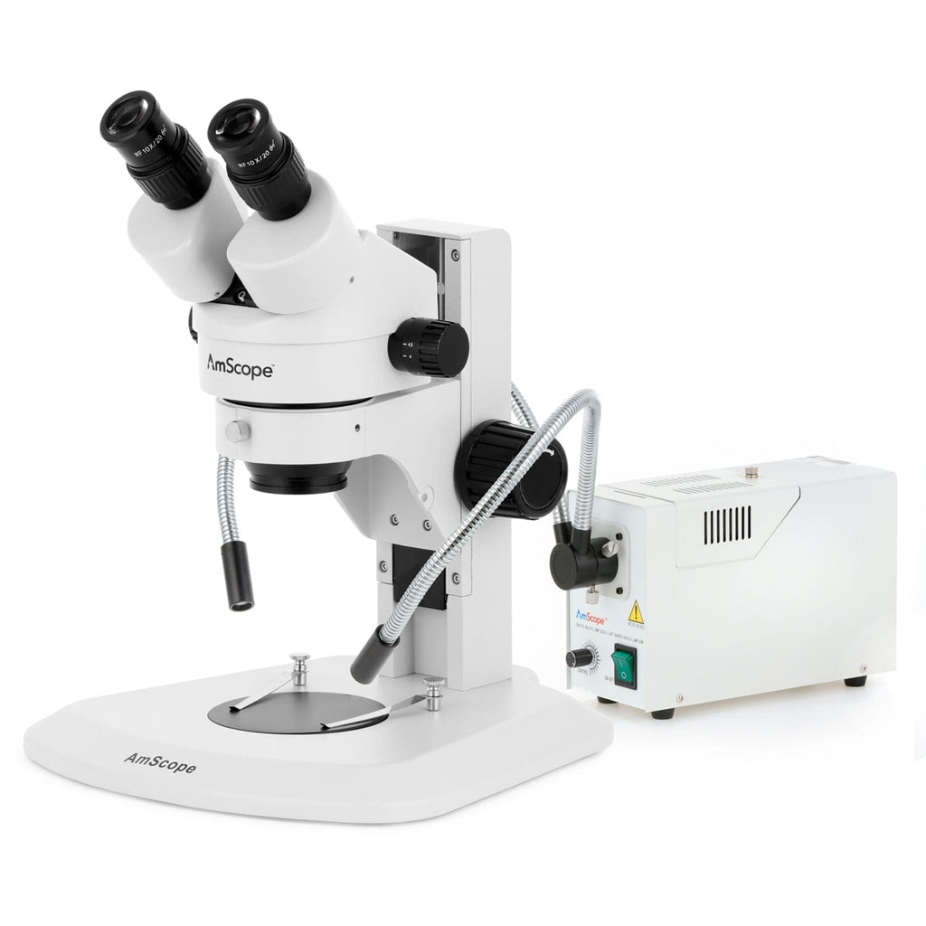AmScope 20X Widefield Stereo Microscope w Boom Arm Stand & LED Incident AmScope 20X Widefield Stereo Microscope w Boom Arm Stand & LED Incident