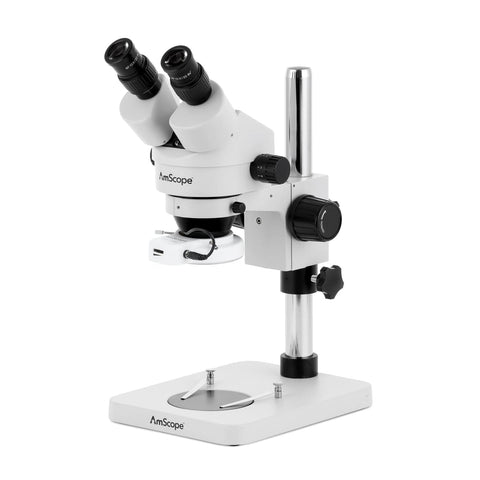 Binocular Inspection and Dissecting Zoom Stereo Microscope w/144 LED Compact Ring Light and Optional Digital Camera on Compact Pillar Stand
