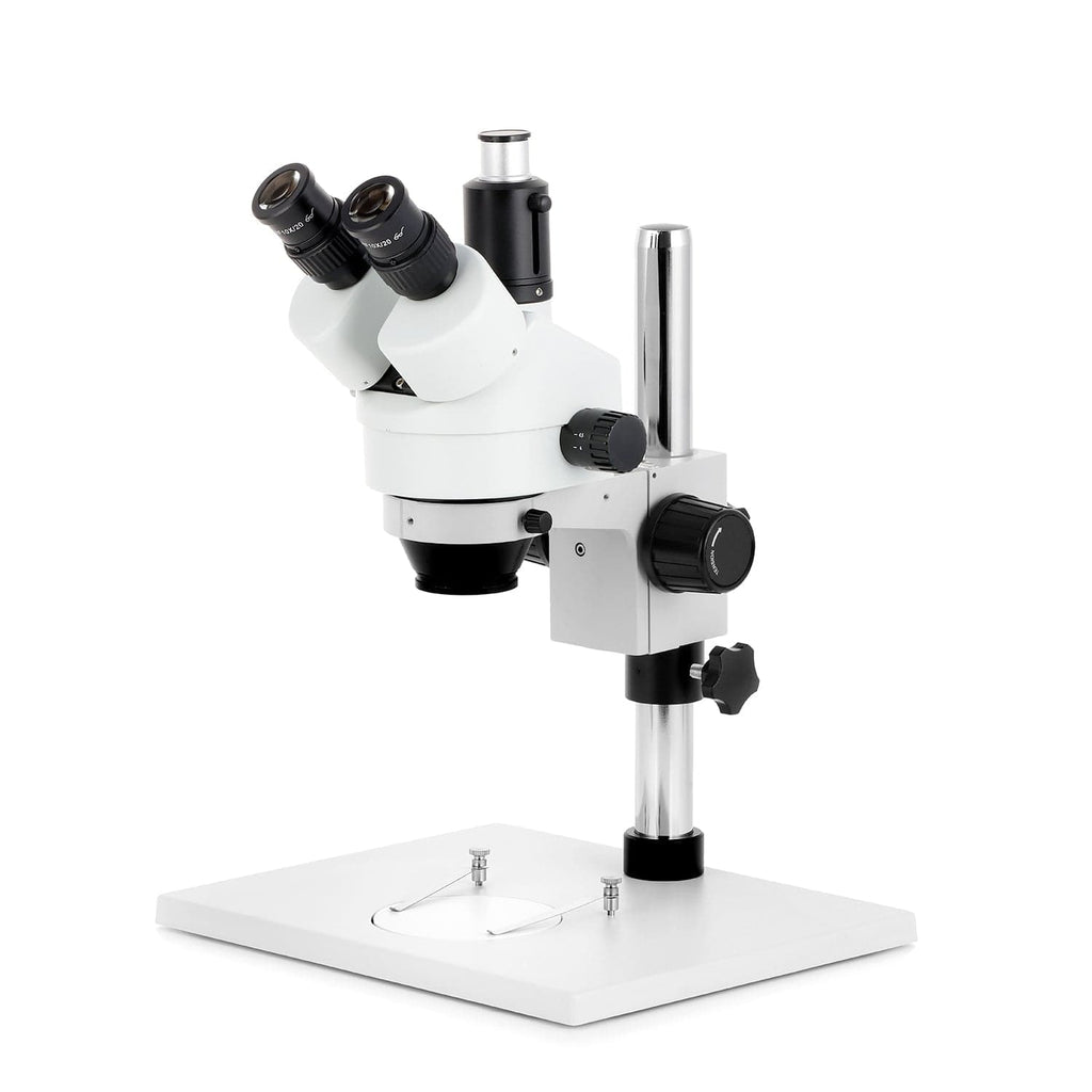 AmScope SM-1 Series Zoom Trinocular Stereo Microscope on Pillar Stand