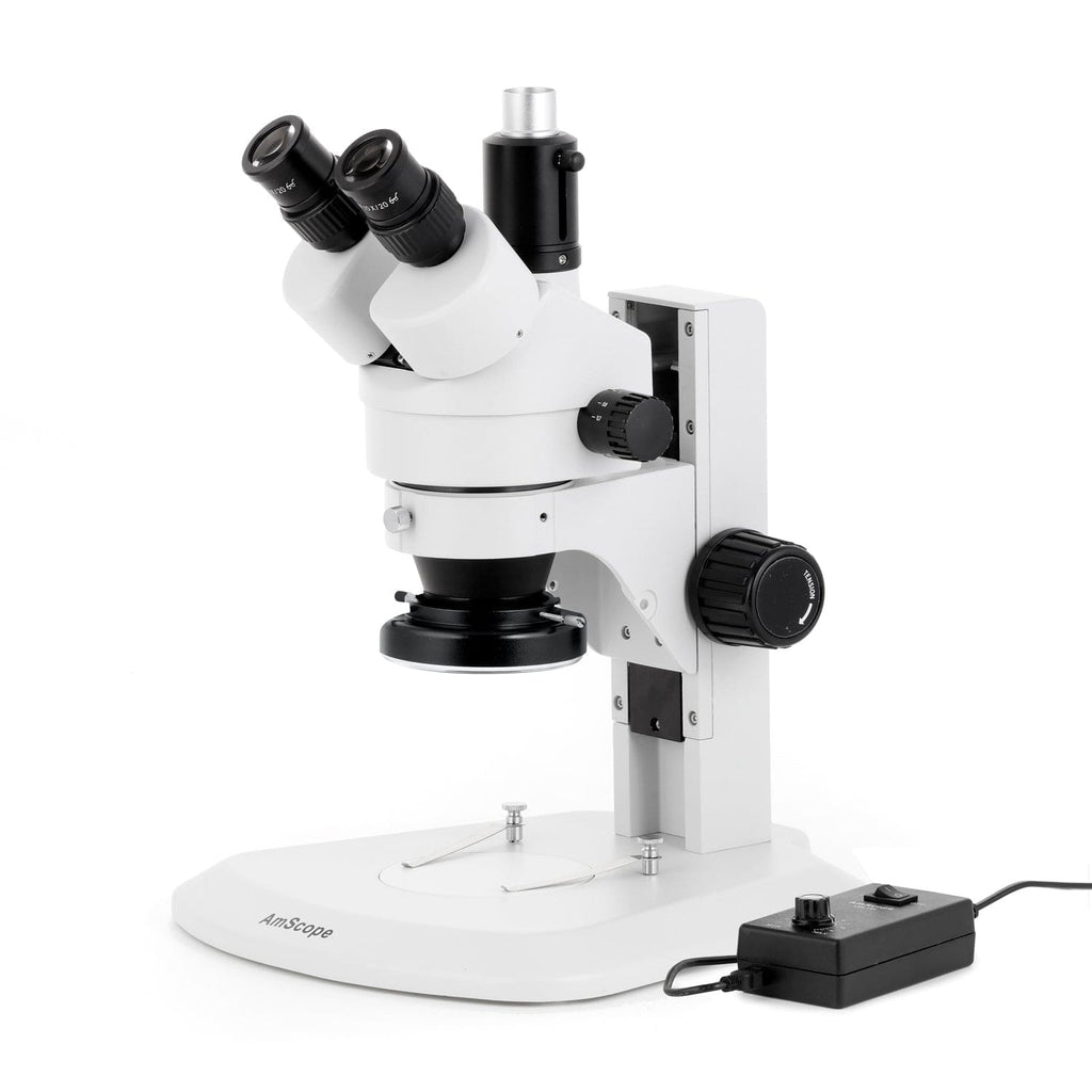 AmScope SM-1 Series Zoom Trinocular Stereo Microscope with 144 LED Rin