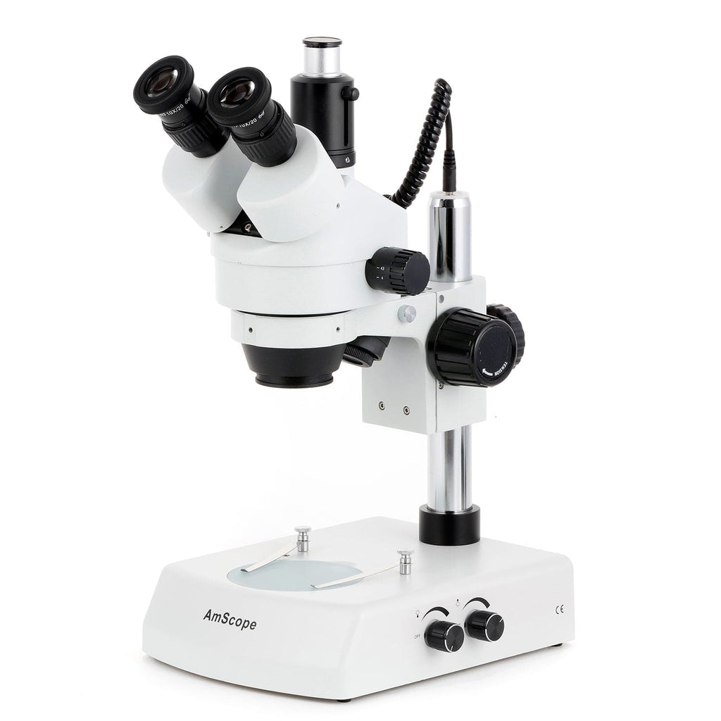 AmScope SM-2 Series Trinocular Stereo Microscope on Pillar Stand with