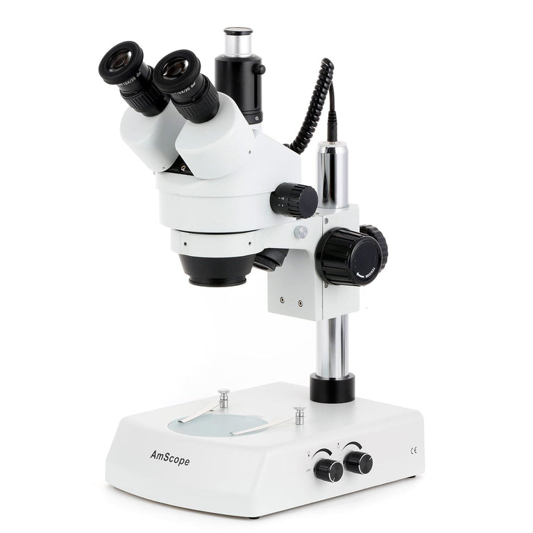 AmScope SM-2 Series Trinocular Stereo Microscope on Pillar Stand with LED Dual Lights and HDMI Optional Digital Camera