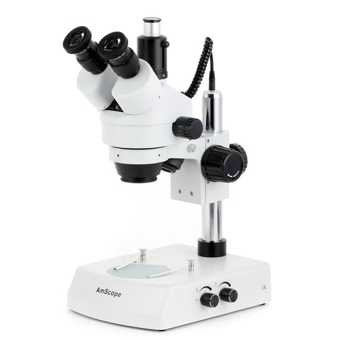 Trinocular Stereo Microscope w/Dual Halogen Lights and HDMI Optional Digital Camera