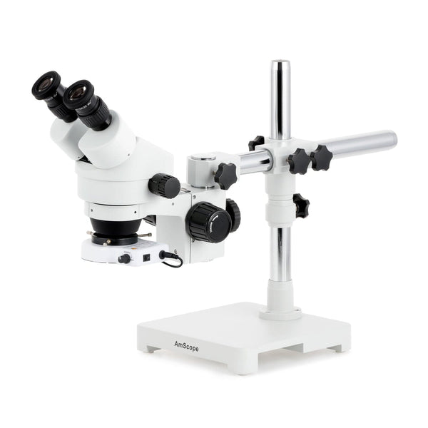 AmScope SM-3B Series Binocular Zoom Stereo Microscope with 80 LED Compact Ring Light and Optional Digital Came