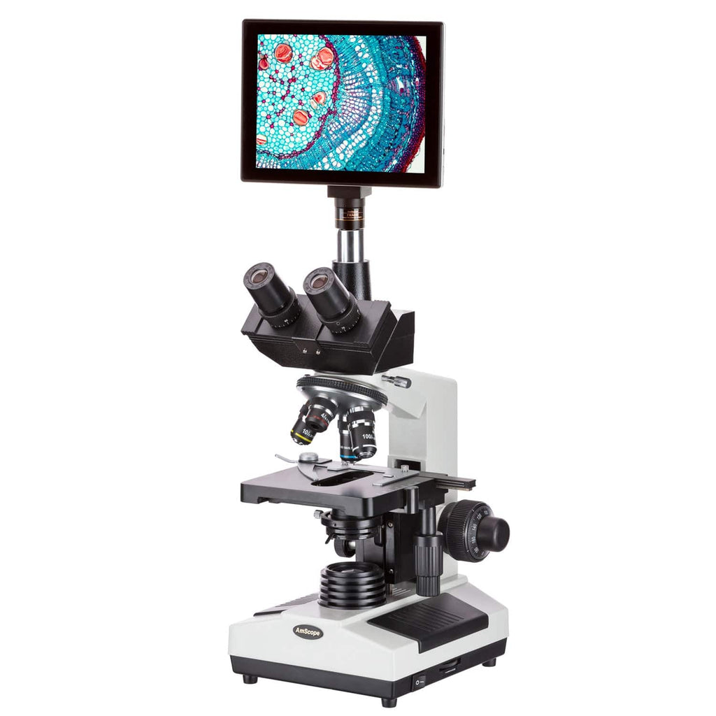AmScope T390 Series Biological Trinocular Compound Microscope with 9.7