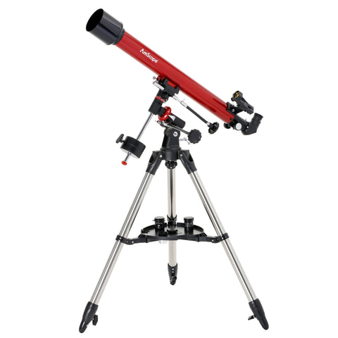 AmScope Refractor EQ Telescope with Equatorial Mount, 60mm Aperture, 800mm Focal Length, Stainless Steel Tripod and Red Dot Finder