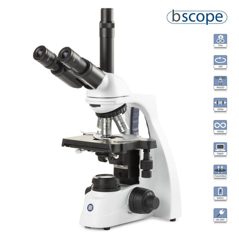 bScope Trinocular Compound Microscope w/ E-plan IOS Objectives