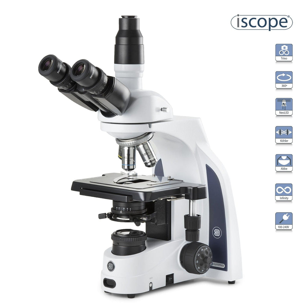 Euromex iScope Series Trinocular Compound Microscope with Plan IOS Obj ...