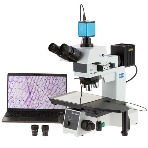 50X-2500X Trinocular Large-format Metallurgical Microscope with Darkfield and Polarization + 1080p HDMI Camera with Wi-fi