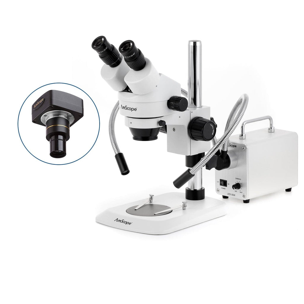 AmScope SM-1 Series Zoom Binocular Stereo Microscope with 30W LED Dual
